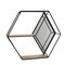 Kingston Living 22" Black and Brown Hexagon Mirrored Wall Shelf